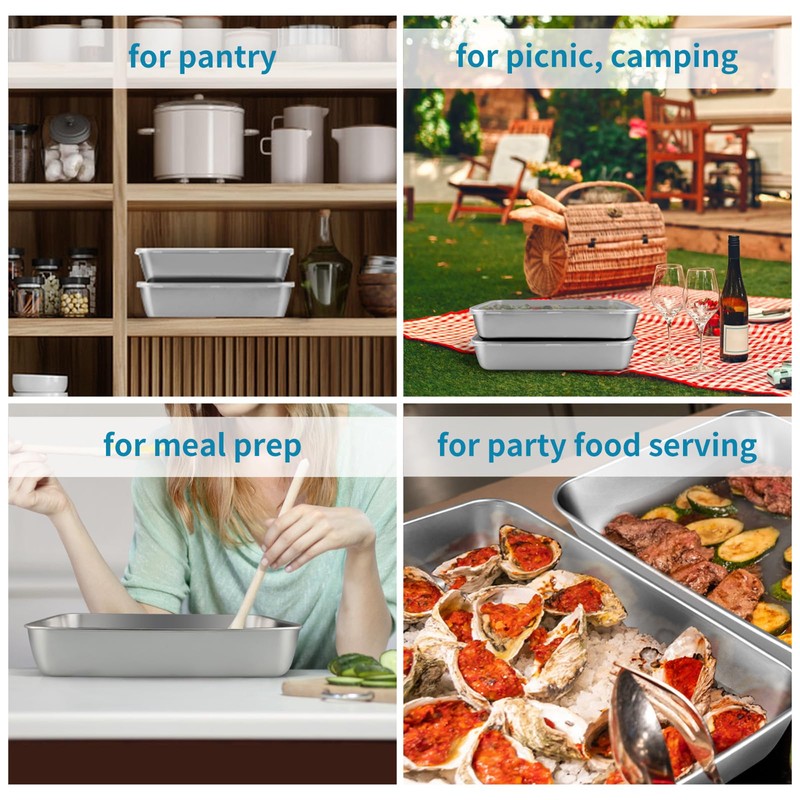 Sanbege 3 Pcs Stainless Steel Food Containers with Clear Lids,