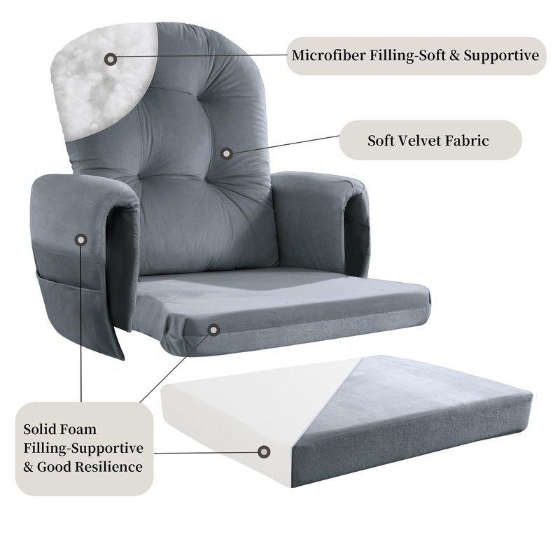 HOMBYS Glider Rocker Replacement Cushions 5 PCS with Storage Side