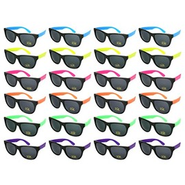 Edge I-Wear 24 Pack 80s Neon Party Sunglasses for Adult Party Favors with CPSIA certified-Lead(Pb) Content Free 5402RA/SET-24