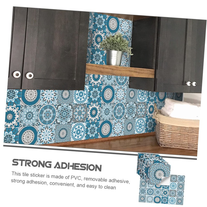 STOBAZA Sturdy PVC Kitchen Tile Decals 48pcs Removable Wall Stickers
