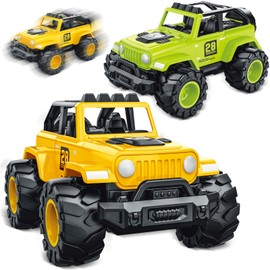 Friction Powered Truck Toys for Toddlers Ages 2-4, Push and Go Cars Toys for 2 3 4 5 6 Year Old Boys Girls, No Battery Off-Road Vehicles for Indoor Outdoor Play, Gifts for Birthday, Christmas, Easter