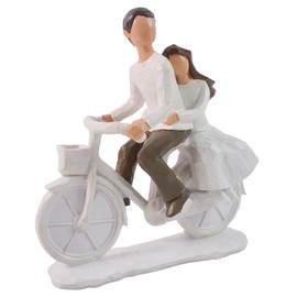 jinhuoba Romantic Couple Figurines in Love, Hand Painted Lover Statues Couple Sculptures to Remember Beautiful Moment - Best Gifts for Valentine's Day, Wedding Anniversary,Weddings - Bicycle Lovers