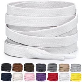 Miscly Flat Shoelaces - Waxed Tear-Resistant for Stiffles and Leather Shoes - 100% Cotton - Diameter 6 mm, White