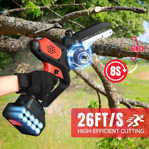 6 inch Mini Chainsaw, Portable Electric Cordless Chainsaw Set W/2