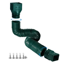 plusgutter Green1-Pack Rain Gutter Downspout Extensions Flexible, Drain Downspout Extender,Down Spout Drain Extender, Gutter Connector Rainwater Drainage,Extendable from 21 to 68 Inches
