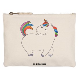 Mr. & Mrs. Panda Unicorn Make-Up Bag, White, Hand Drawn