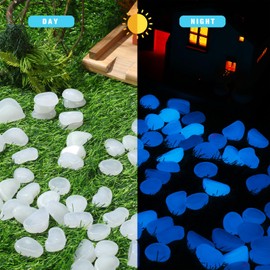 Landical 200 Pcs Glow in The Dark Rocks Bulk 1.06 Inch Garden Glow Rocks Outdoor Garden Glow in The Dark Pebble Glow in The Dark Stone for Walkway Backyard Landscaping Fish Tank Plant Decor (White)