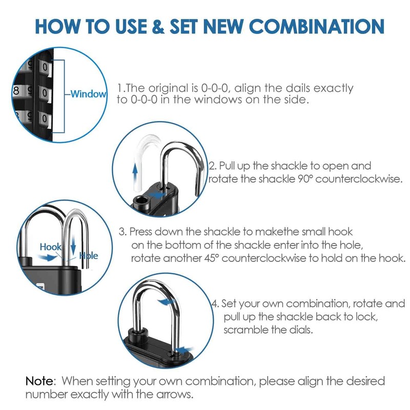 GIVERARE 4 Pack Combination Lock, 3-Digit Padlock Keyless, Resettable Luggage