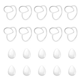 UNICRAFTALE 10 Set Cabochon Ring Teardrop Blank Rings Pad Ring Settings Bases Ring Finger Rings with 10pcs Glass Cabochons Base Bezel Tray Ring Making Kits for DIY Jewelry Making