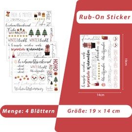 FloraVigo Rub On Sticker Approx. A5 19 x 14 cm (4 Pieces) (Merry Christmas 3)