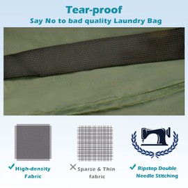 Heavy Duty Laundry Bag 2 Pack XL Nylon Laundry Bags with Straps, Washable Large Dirty Clothes Organizer with Drawstring Closure, Travel Washing Bag Fit a Laundry Hamper or Basket