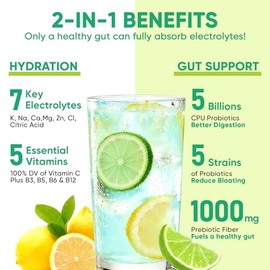 Venture Pal 2-in-1 Hydration Packets + Gut Health Electrolytes Powder - 7 Electrolytes & 5 Vitamins, Probiotics - Sugar Free Liquid Daily IV Drink Mix