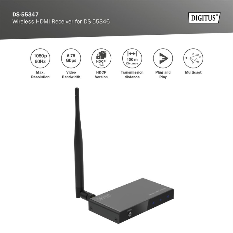 DIGITUS DS-55347 Wireless HDMI Extender/HDMI Splitter (1:4) - Full HD