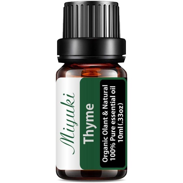 Miyuki Thyme Essential Oil Organic Plant & Natural 100% Pure Therapeutic Grade Thyme Aromatherapy Oil for Diffuser, Humidifier, Massage, Sleep, Perfume, Bath, SPA, Skin & Hair Care-10ml