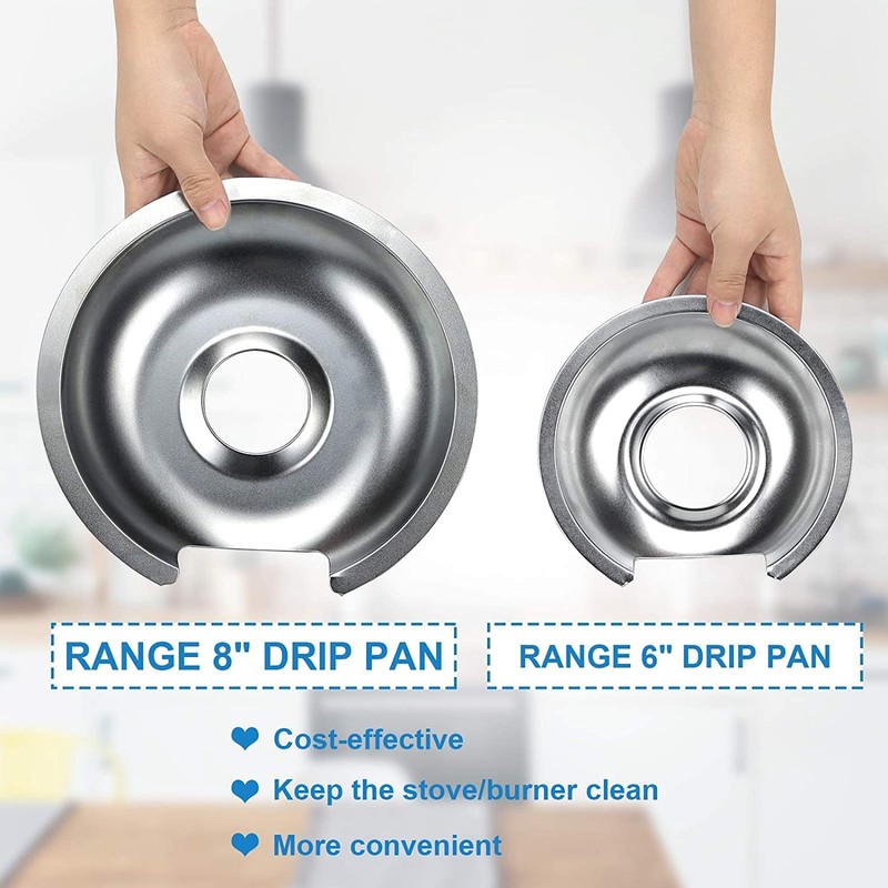 Burner Drip Bowl 2 Large 8'' WB32X10013 & 2 Small