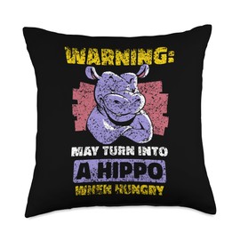 Animal Hippos Hippopotamus Hippo Lover May Turn Hungry Hippos Hippopotamus Cute Throw Pillow, 18x18, Multicolor