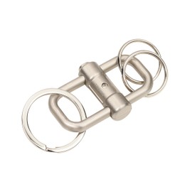 TROIKA Key Ring with 3 Key Rings in 2 Sizes 2-Way Key - Sliding Lock for Easy Key Organisation - Cast Metal - Silver Original, silver colours