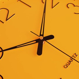 Topkey Wall Clock 12" Silent Non Ticking Arabic Numeral Clock Round Decorative Wall Clock for Office,Living Room, Bedroom, Kitchen (Battery Not Included) Yellow