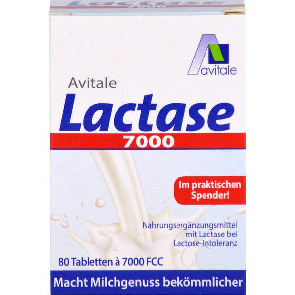 Avitale Lactase 7000 Tabletten bei Lactose-Intoleranz, 80 pcs. Tablets
