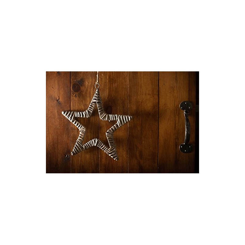 Antique Wash Willow Flat Open Hanging Star Wreath Christmas Decoration