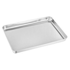 TeamFar Baking Sheet Set of 2, Baking Pans Tray Cookie Sheet Stainless Steel, Non Toxic & Healthy, Mirror Finish & Rust Free, Easy Clean & Dishwasher Safe