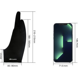 HUION Artist Drawing Glove for Drawing Tablet, Paper Sketching, Art Glove with Two Fingers for Right and Left Hand, Reduces Friction, Elastic Lycra, Large