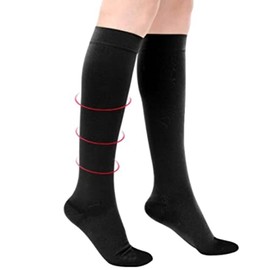 CURANTIS's Compression Socks for Men and Women - Graduated Below Medical Stockings Pair - Varicoses and Heavy Legs Swelling Running Cycling, Travel, Nurse for Long Time Comfort - Black - M/Class 3