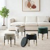 CAROLMADE Round Ottoman with Storage, Velvet Makeup Vanity Stool, Small