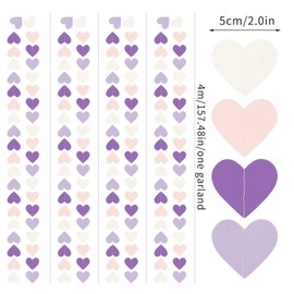 Purple-White Pink Birthday Party-Decorations Streamers - 52FT Hanging Heart Garland Banner,Baby Bridal Shower Engagement Wedding Anniversary Bachelorette Graduation Backdrop Decor Hugtmr