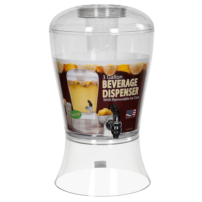 CreativeWare 3 Gallon Beverage Dispenser with Base Ice Cylinder Sleeve