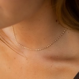 Made by Nami Minimalist Necklaces for Women, Subtle Stainless Steel Necklace with Strong Lobster Clasp, Choker Chain Women & Girls, Filigree Link Chain, Gift for Her, Stainless Steel