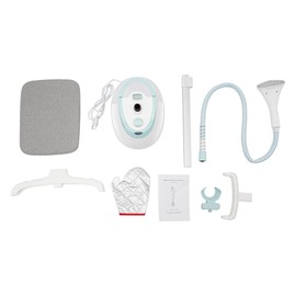 2-in-1 Standing Steamer, 1350W Professional Cloth Steamer with Ironing Board, Ironing Gloves, Professional Steamer for Clothes, Household Items, Height Adjustable (White)