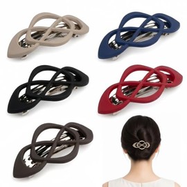 5 Pcs Flat Hair Clips for Women, French Barrette Clips for Thick Thin Fine Hair, Strong Hold Hair Hollow Curved Lay Down Hair Slides for Styling Driving Yoga, Matte Non-Slip Hair Accessories