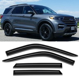 Tape-on Extra Durable Rain Guards Window Visors for Ford Explorer 2020-2024, Window Deflectors, Side Window Vent Wind Visor, Sun Shade Car Accessories Smoke Tinted 4 Pieces