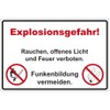 Sign "Explosionsgefahr! Rauchen, offenes Licht und Feuer verboten." PVC Hard