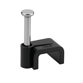 REULIN 100+ Pack Of 7mm Flat Cable Clips for Outdoor and Indoor Use, Wire Management Nail Clips (Black, 7 mm - Flat)