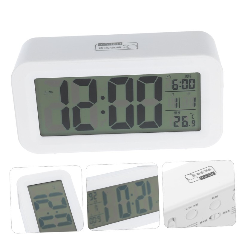 FUNOMOCYA Upgrade Temperature LCD Alarm Clock Mute Mini Smart Digital