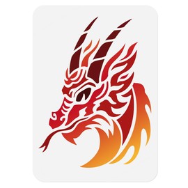 Doodlream Dragon Head Craft Painting Stencil 29.7 x 21cm Drawing DIY Reusable Plastic Stencil for Painting on Wood Wall Floor Fabric Canvas Furniture