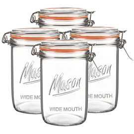 Jeitae 24oz Wide Mouth Mason Jars – 4 Pack Glass Jars with Airtight Lids for Canning, Pickling, Meal Prep, Jam, Jelly, Overnight Oats & DIY Projects