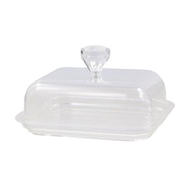 GUDEKIKL 1Pcs Clear Butter Box With Lid, Reusable Acrylic Butter Dish, Rectangular Butter Tray With Diamond Handle, Butter Storage Container Dish For Holding Cream Cheese