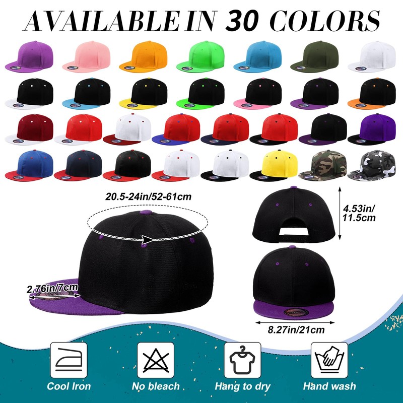 Hicarer 30 Pcs Hats for Men, Flat Cap Bulk Plain