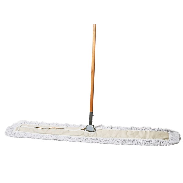 Tidy Tools Commercial Dust Mop & Floor Sweeper, 48 in. Dust Mop for Hardwood Floors, Cotton Reusable Dust Mop Head, Wooden Broom Handle, Industrial Dry Mop for Floor Cleaning & Janitorial Supplies