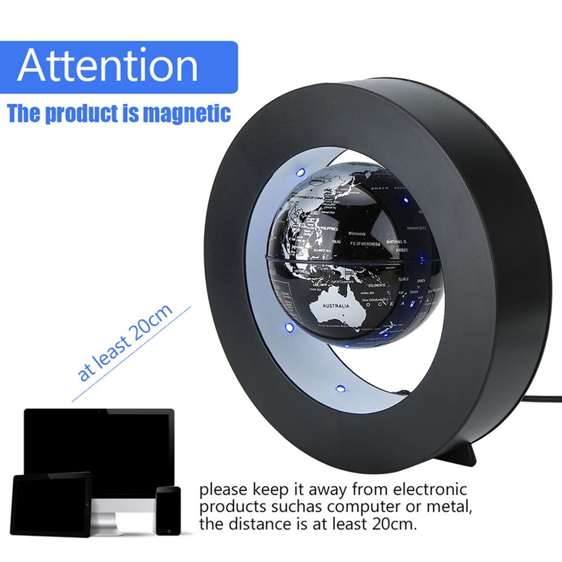 Electronic Magnetic Levitation Floating Globe with LED Light Home Display(Silver