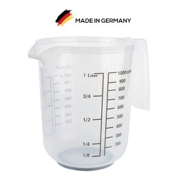 RoyalFay Measuring Jug 1 Litre – Made in Germany – Plastic Measuring Cup with Litre Measure and Gram Scale