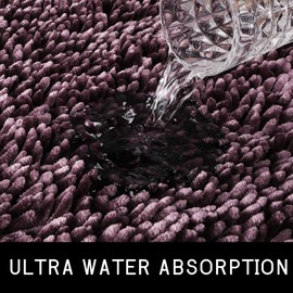 Yimobra Bathroom Rugs Sets 2 Piece, Luxury Shaggy Extra Thick Bathroom Rugs, Plush Non-Slip Mats for Bath Room Floor, U-Shaped Toilet Mat, Ultra Absorbent, 31.5 x 19.8 + 24.4 x 20.4 Inches,Dark Purple