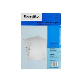 PROTECTOR DE HOJAS BARRILITO PHO100 PAQUETE CON 100 PIEZAS TAMAÑO OFICIO