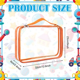 6 Colors Clear Toy Storage Bags PVC Organizing Bags with Zipper Reusable Waterproof Toy Bags with Handle, 12.6x9 inch Plastic Storage Bag for Board Games, Building Blocks, Puzzles