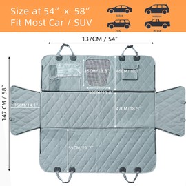 Hanjo Pets Car Seat Covers Backseat - Dog Hammock - Car Seat Cover for Back Seat SUV with Mesh Window Multiple Pockets Zipper Flap Nonslip Rubber Back Washable Material