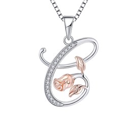 STARCHENIE Initial C Necklace for Women Sterling Silver Letters 26 Alphabet Pendant Rose Flower Jewelry Gifts for Family Sisters Friend