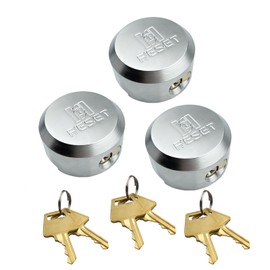 RESET-903 Keyed Alike Heavy Duty Hidden Shackle Padlock for Chain, Trailers, Van, Trucks, Sheds and Gates,Hockey Puck Lock,Solid Steel,Sliver, 3 Pack